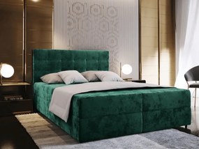 Pat tapițat boxspring GLORIEN VELVET 160x200 cm verde inchis Saltea: Saltea cu arcuri Bonell
