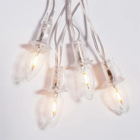 Instalație LED de exterior de extensie CONE FILAMENT 20xE10 14m transparent/alb cald IP44