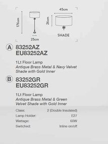 Lampadar/Lampa de podea design lux elegant Belle alama/navy