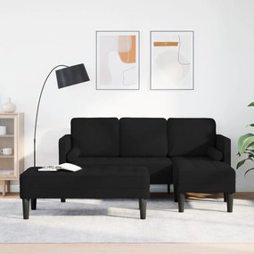 vidaXL Set canapea de 2 piese cu perne din material negru