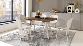 Mazzoni ALDO Nuc Elegant/picioare bej - MASĂ ROTUNDĂ EXTENSIBILĂ CU PICIOARE ÎN FORMĂ DE Y STIL LOFT PENTRU SALON/SUFRAGERIE