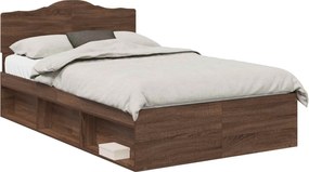 vidaXL Cadru de pat Stejar închis 120 x 190 cm Lemn de pin masiv
