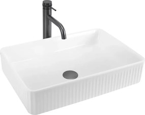 Lavoar pe blat Rea Fiorella dreptunghiular 50 cm alb lucios