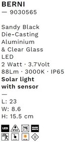 Mini Stalp LED solar iluminat exterior cu senzor de miscare IP65 BERNI H-15,5cm