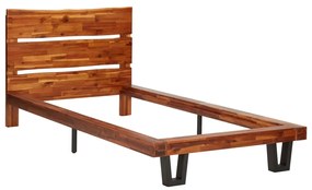 325283 vidaXL Cadru de pat cu margini naturale, 90 cm, lemn masiv de acacia