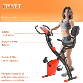 Bicicleta Pliabila HOMCOM 2 in 1, Rezistenta Reglabila pe 8 Nivele, Ecran LCD, 97x51x115cm, Rosu | Aosom Romania
