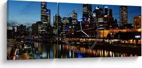 Tablou cu noaptea în Melbourne (cu ceas) (90x30 cm)
