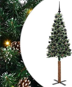 vidaXL Brad de Crăciun subțire Verde 180 cm PVC și lemn de PIN masiv