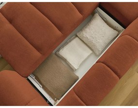 Colțar cărămiziu extensibil/cu spațiu de depozitare (cu colț pe partea stângă/cu șezlong) Fuji – Bobochic Paris