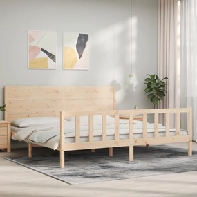 3192766 vidaXL Cadru de pat cu tăblie Super King Size, lemn masiv