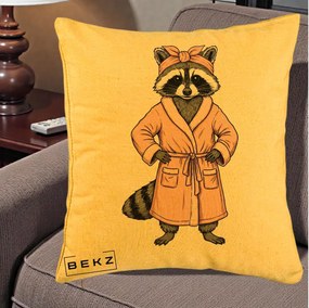 Perna Decorativa Albinuta Kawaii Vesela, 40x40 cm, Galben, Husa Detasabila, Perna Inclusa, BEKZ®