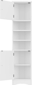 Dulap de baie triunghiular, cu rafturi reglabile și uși duble, 37x24,5x170 cm, Alb