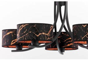 Jupiter 2107 - Candelabru cu lanț ARTHUR 5xE27/15W/230V negru/oranj/decor marmorat