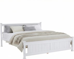 Pat cu lamele, lemn de pin/alb, 160x200, LUCAS NEW
