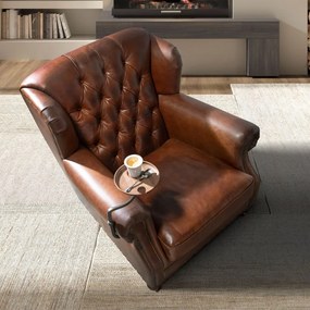 Fotoliu design italian, Piele Naturala, Chesterfield 5156