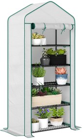 Outsunny Seră de grădină Seră 5 nivele cu o ușă rulantă, Foliu din PE Rezistent întărit dim. 90L x 49l x 193H cm | Aosom Romania