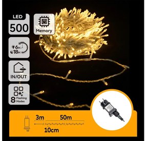 Aigostar - Instalație luminoasă LED pentru exterior, 500 LED, 8 funcții, 53 m, IP44, alb cald