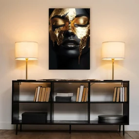 DUBLEZ | Tablou negru cu auriu - Portret modern