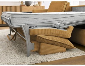 Colțar galben extensibil cu tapițerie din catifea reiată (cu colț variabil) Augustin – Bobochic Paris