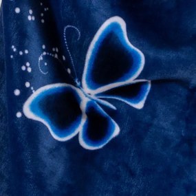 Patura cu maneci si gluga, imitatie de miel VIOLET BUTTERFLY, albastru inchis