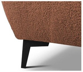 Pat matrimonial teracotă tapițat cu spațiu de depozitare cu somieră 180x200 cm Makapu – Makamii