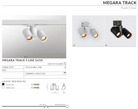 Spot directionabil pe sina MEGARA TRACK 3LINE alb