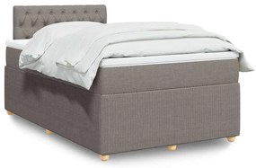 vidaXL Pat box spring cu saltea, gri taupe, 120x200 cm, textil