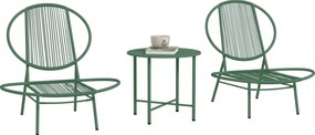 Outsunny Set salon de grădină, 3 piese, salon exterior 2 persoane cu 2 scaune Acapulco și masă joasă, verde închis | Aosom Romania