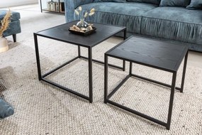 Set de 2 masute design industrial Slim Line 50cm, negru