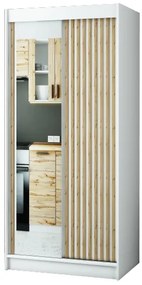 Dulap de haine 100 cm Ladonna 2 (alb mat) (cu oglindă). 1045704