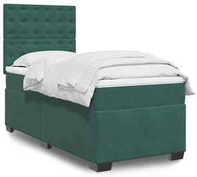 vidaXL Pat continental cu saltea, verde închis, 80x200 cm, catifea