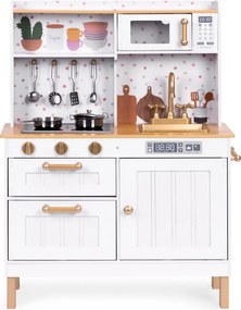 Bucătărie mare din lemn cu dulapuri cu deschidere LED și 7 accesorii