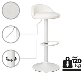 Scaune de bar albe cu înălțime ajustabilă 2 buc. din imitație de piele (înălțime șezut 72 cm) – Casa Selección