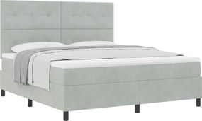 vidaXL Pat cu arcuri cu saltea Gri deschis 180 x 200 cm Catifea