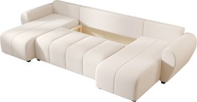 OFERTA Canapea extensibila in forma de U SEVIO 311x145 cm, crem + 2 perne GRATUIT II. calitate