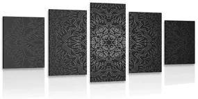 Tablou 5-piese Mandala ornamentală în design alb-negru