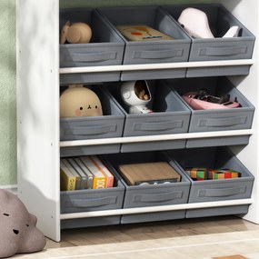 Mobilier AIYAPLAY pentru Jucării pentru Copii cu 11 Coșuri din Țesătură, Dulap și Rafturi, 105x30x80 cm, Alb | Aosom Romania