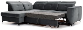 Canapea de colț cu funcție de dormit Belavio L Stânga - gri țesătură de acoperire Monolith 92
