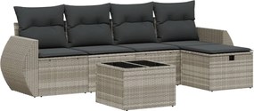 vidaXL Set canapele de grădină cu perne, 6 piese gri deschis poliratan
