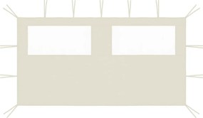 vidaXL Perete lateral foișor cu ferestre, crem, 4x2 m