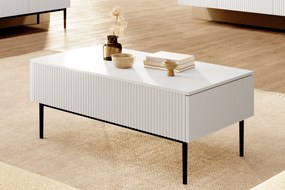 Masuta de cafea Nicole 120 cm cu sertare si picioare metalice - picioare alb mat/negru