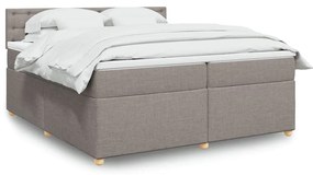 vidaXL Pat box spring cu saltea, gri taupe, 200x200 cm, textil