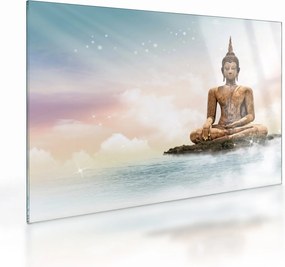 Tablou pe sticlă - Buddha care supraveghează pământul (70x50 cm)