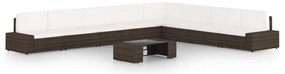 vidaXL Set mobilier de grădină cu perne, 9 piese, maro, poliratan