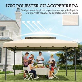 Outsunny Acoperiș de Schimb pentru Foișor 4x3 m cu 2 Niveluri pentru Grădină, Copertină Rezistentă la Apă din Poliester 170g/㎡ cu 8 Găuri de Drenaj, Crem | Aosom Romania