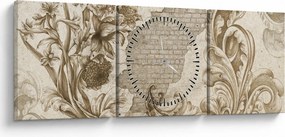 Tablou - Perete cu flori (cu ceas) (90x30 cm)