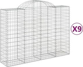 vidaXL Coșuri gabion arcuite 9 buc, 200x50x140/160 cm, fier galvanizat