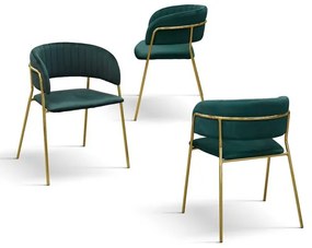 PAZZO DESIGN Set de 2 scaune Penelope Verde din catifea cu picioare metalice | Aosom Romania