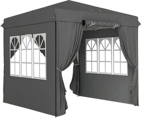 Outsunny Pavilion pop-up 2,5 x 2,5 m cu pereți laterali și geantă de transport, cort de grădină reglabil pe înălțime UPF50+, gri închis | Aosom Romania
