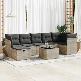 3325318 vidaXL Set mobilier de grădină cu perne, 8 piese gri deschis poliratan